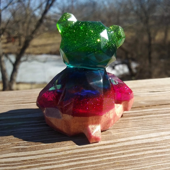🧸SOLD🧸Teddy Bear Resin Sparkle Art Cute Gift Handmade Epoxy Artisan Bears - Picture 14 of 15